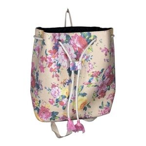 NWT Boutique Floral Hobo Backpack Colorful Bucket Bag Drawstring Bohemian Summer